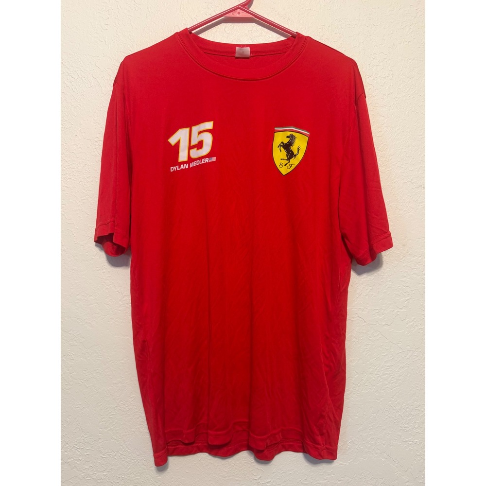Ferrari Dylan Medler 15 Racing Tee Red Short Sleeve Performance Shirt Mens M